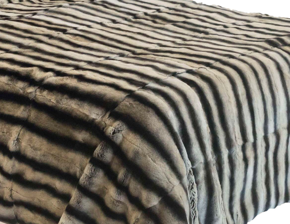 Покрывало меховое 160х250 Condorpelli Шиншилла рекс серо-коричневые полосы