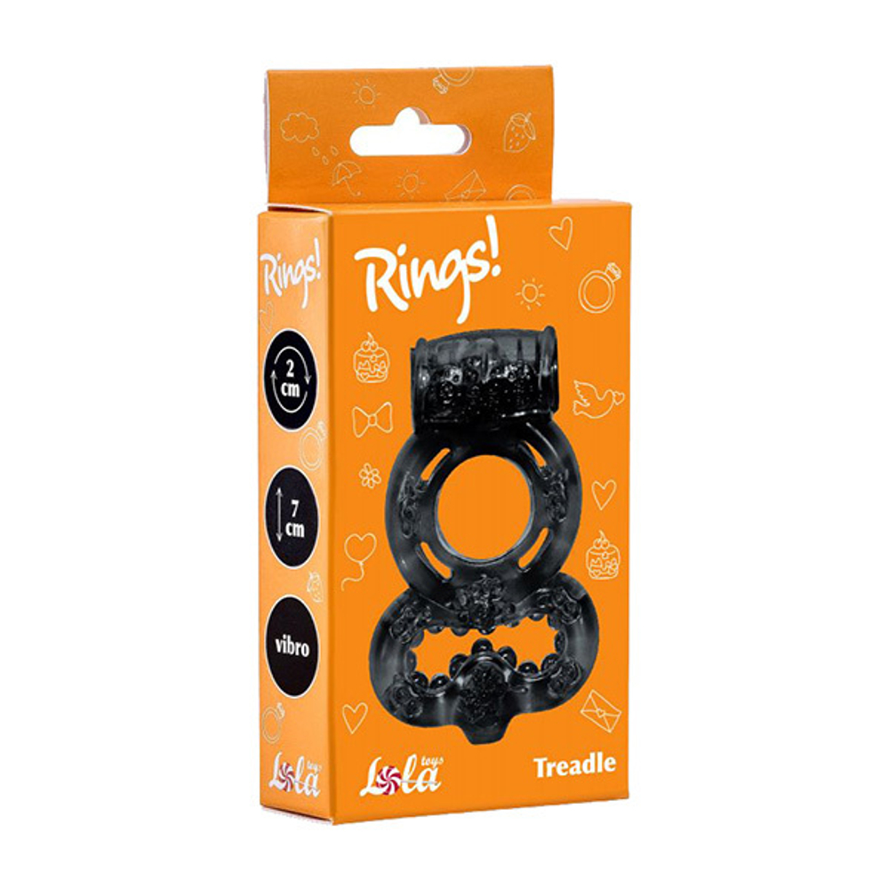 Чёрное эрекционное кольцо 2см с подхватом и с вибрацией Lola Games Rings Treadle 0114-62Lola