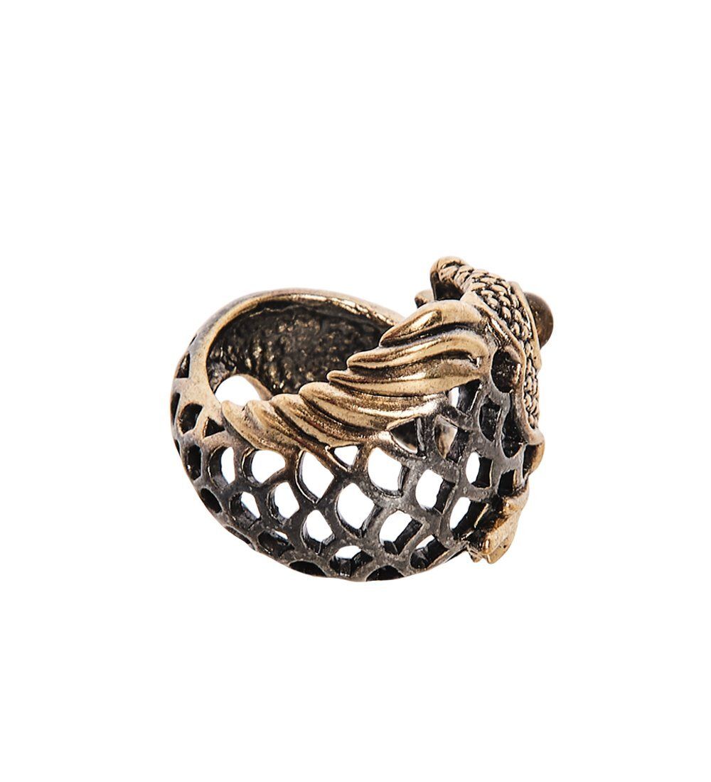 AM-2494 Кольцо «Рыбка золотая» (латунь, янтарь)