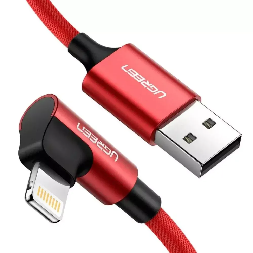 Кабель Ugreen US299 Angled Lightning To USB 2.0 A Male Cable(90°  Angle)/Red 1M, 60555