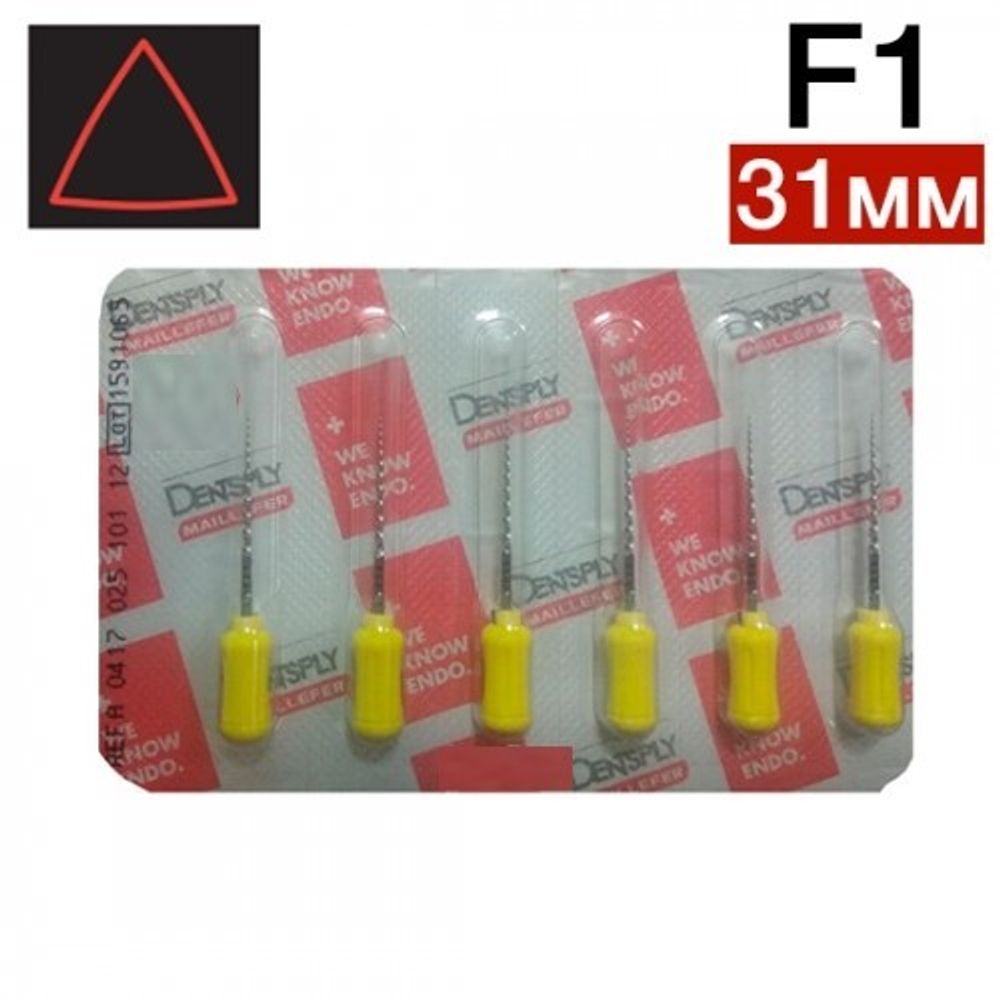 ProTaper ручной 31мм F1, ПроТейпер (6шт.), эндодонтические файлы