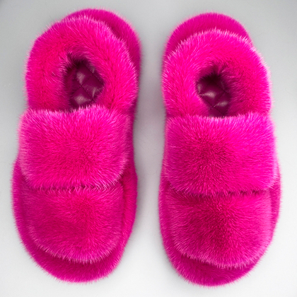 Босоножки из норки | Фуксия