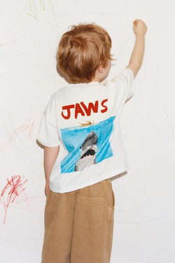 ZARA X DYLAN´S T-SHIRT CLUB ФУТБОЛКА C ИЛЛЮСТРАЦИЕЙ JAWS©, БЕЛЫЙ