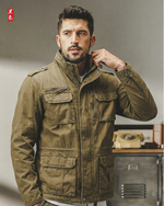 Удлинённая ветровка в Американском ретро стиле из натурального хлопка без капюшона.