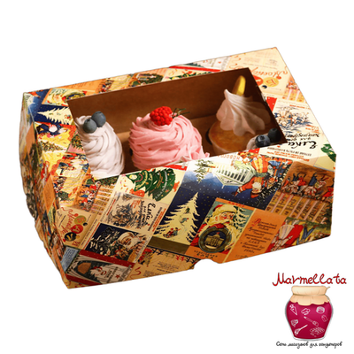 Упаковка для капкейков "Афиша" с окном, 6 ячеек