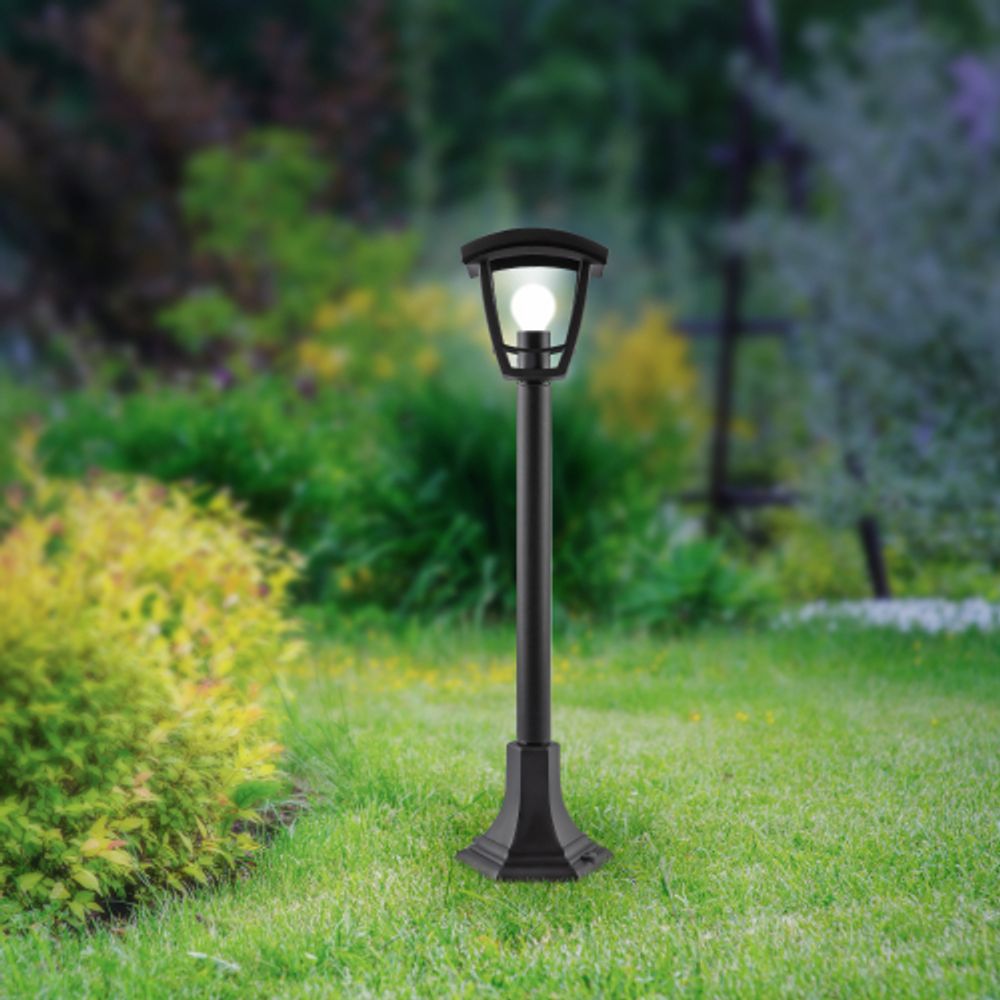 Садово-парковый светильник ЭРА «Валенсия 4» НТУ 07-40-002 черный 4-гранный напольный IP44 Е27 max 60Вт