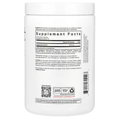 Codeage, Sport, липосомальный креатин, 360 растительных капсул (625 мг на капсулу)