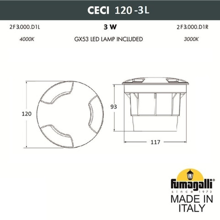 Грунтовый светильник FUMAGALLI CECI 120-3L 2F3.000.000.LXG1L