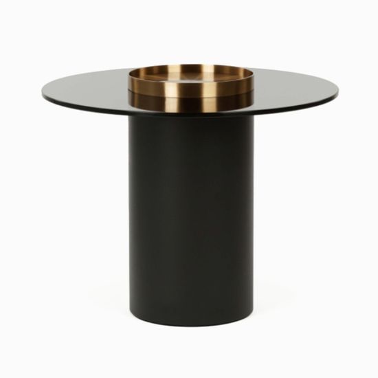 Кофейный стол Nille диаметр 60, сталь и стекло