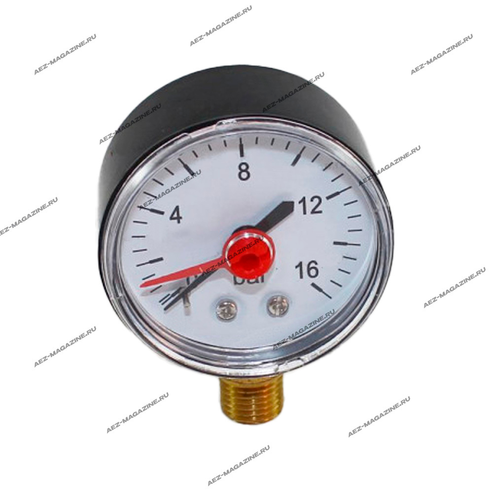 Манометр для автомоек резьба 1/4 (М13) наружная до 16Bar, D-53,5мм