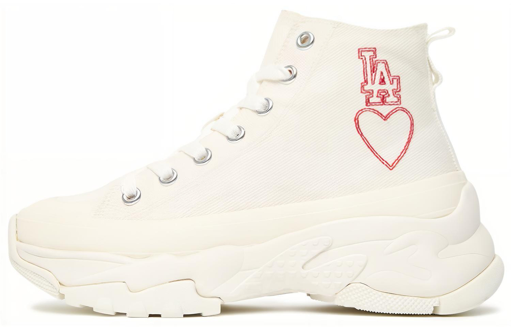 MLB Chunky High Slip Resistant, Abrasion Resistant, Breathable High top Canvas Shoes Unisex White Red