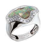 Кольцо с Мексиканским Опалом и Бриллиантами, R0029-9/1