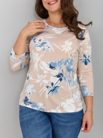 Лонгслив ЛНв-306/бежевый-индигоцветы