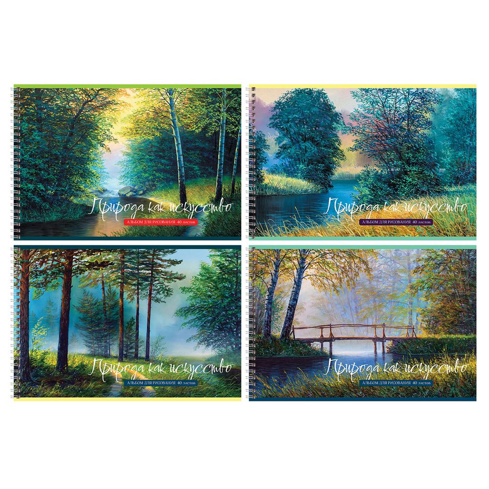 Альбом для рисования 40л, А4, БиДжи Природа как искусство, на гребне, обл. картон