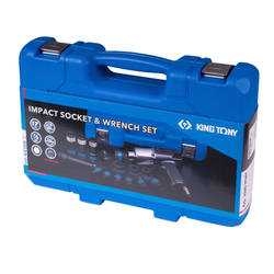 KING TONY (44106AMP01) Гайковерт пневматический ударный 1/2", 881 Нм, с комплектом головок, 17 предметов