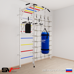 Шведская стенка Sv Sport 54020 (Турник рукоход/Брусья/Канат/Цепь/Мешок 22кг/Канатный лаз)