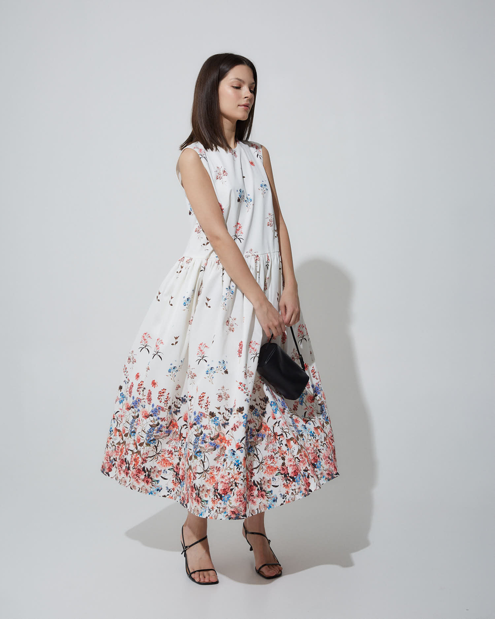 Платье из сатинового хлопка Макс Мара цветы