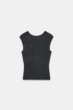 ZARA ТОП С ОТКРЫТОЙ СПИНОЙ, АНТРАЦИТОВО-СЕРЫЙ