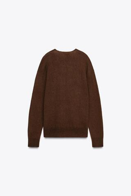 ZARA ДЖЕМПЕР ИЗ 100% СВЕРХМЯГКОЙ ШЕРСТИ, КОРИЧНЕВЫЙ