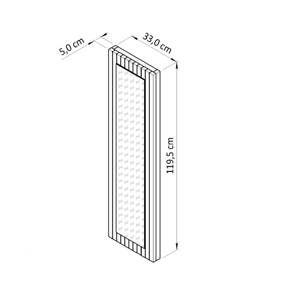 Зеркало Пиафорте 119х33 см с деревянной рамой / зеркало в прихожую из массива сосны в стиле лофт / цвет черный
