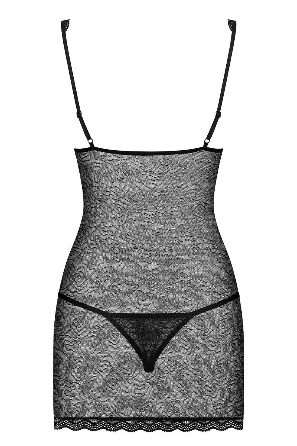 Соблазнительная сорочка из двух видов материала (Размер: S-M) (Цвет: черный с бежевым)