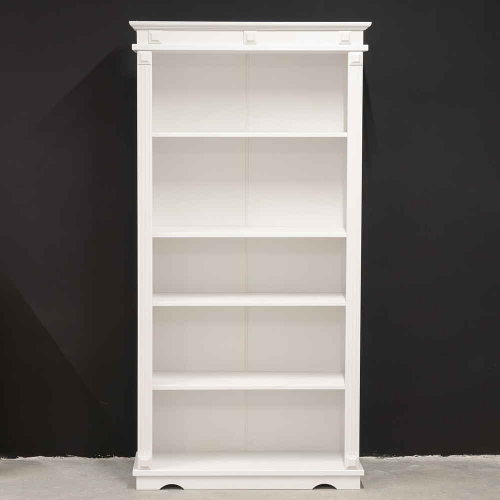 Книжный шкаф стеллаж белый с полками Харви из массива сосны