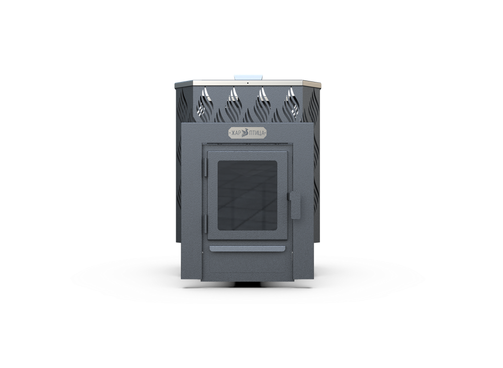 Банная печь Душа- 15 Сетка Лист Ивы Закрытая Каменка стекло