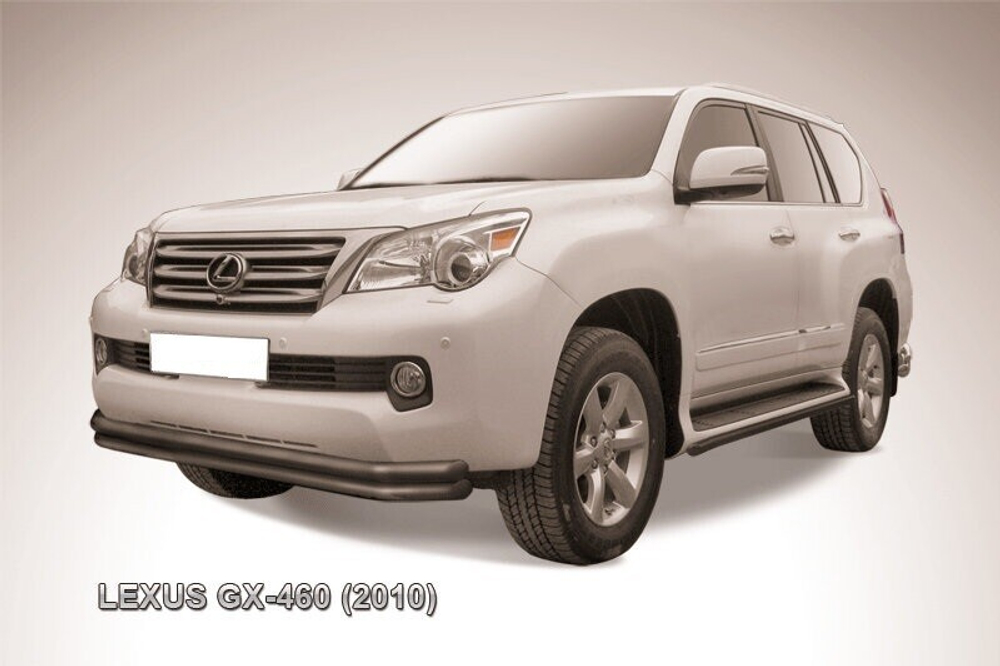 Защита переднего бампера (нержавейка) Lexus GX-460 (2009-2013) d57+d57 (черный)