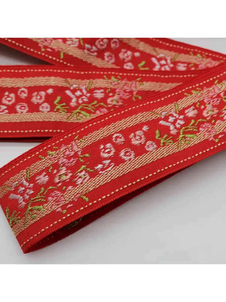 Тесьма жаккард, ш. 3,5 см, красный