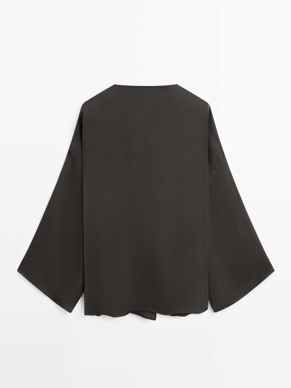 Massimo Dutti Рубашка из струящейся ткани внахлест, черный