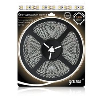 Лента Gauss LED 2835/120-SMD 9.6W 12V DC тёплый белый (блистер 5м) 312000110