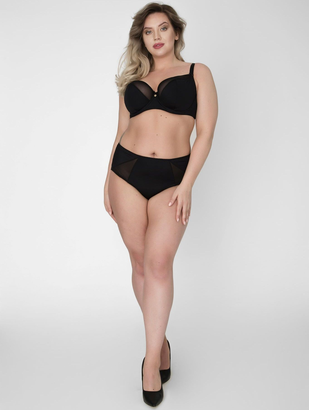 Высокие трусики из микрофибры и сетки (Размер: 4X) (Цвет: черный)