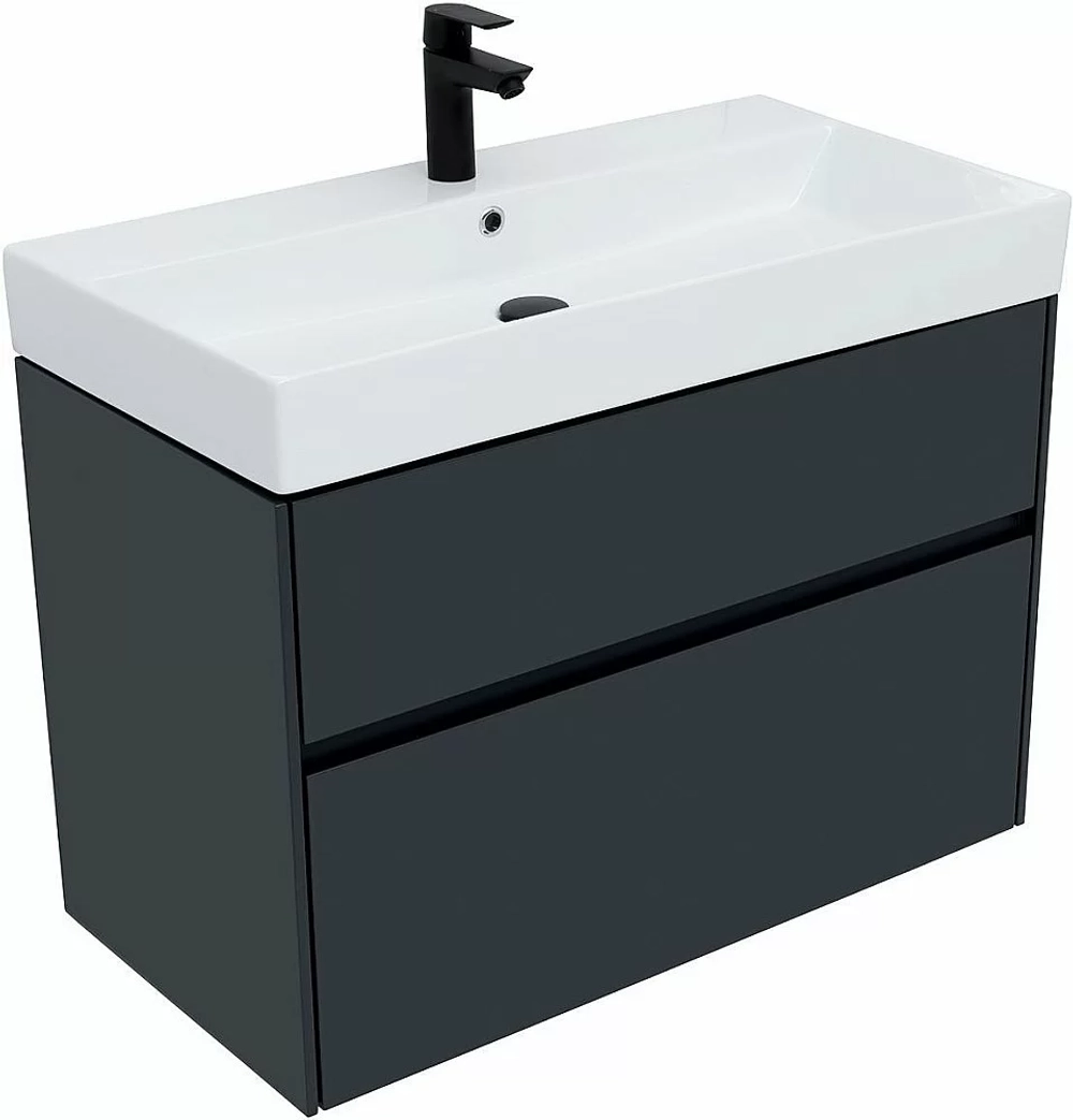 Тумба с раковиной Aquanet Бруклин 85 антрацит матовый