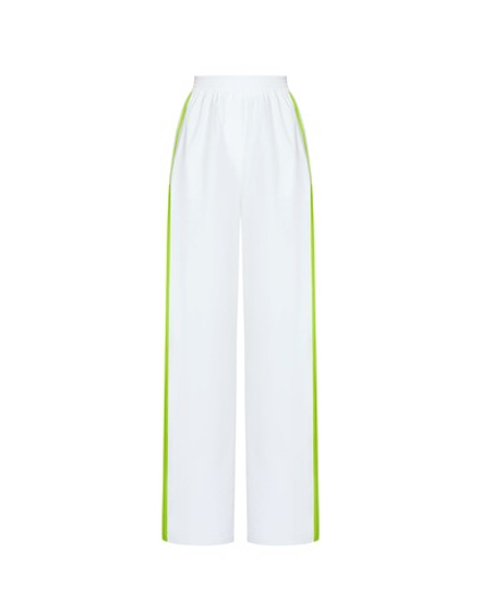 Брюки с зелеными лампасами, белый