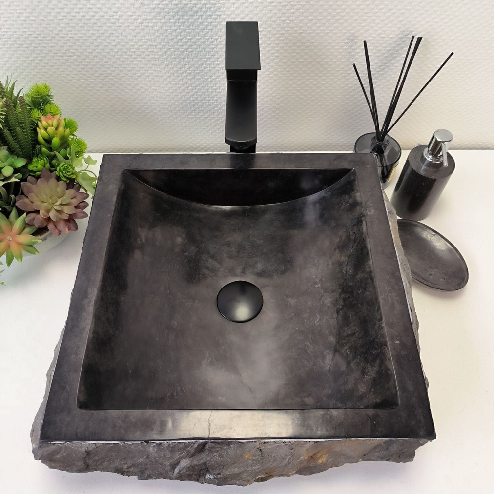 Раковина из мрамора Square Erozy Black  SM-63011 44*44*13 26