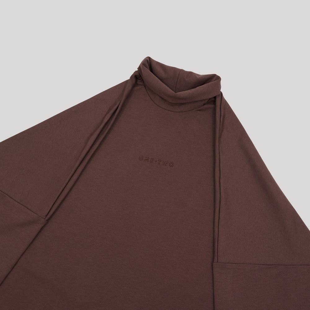Лонгслив One Two High Neck Logo French Roast кофейный