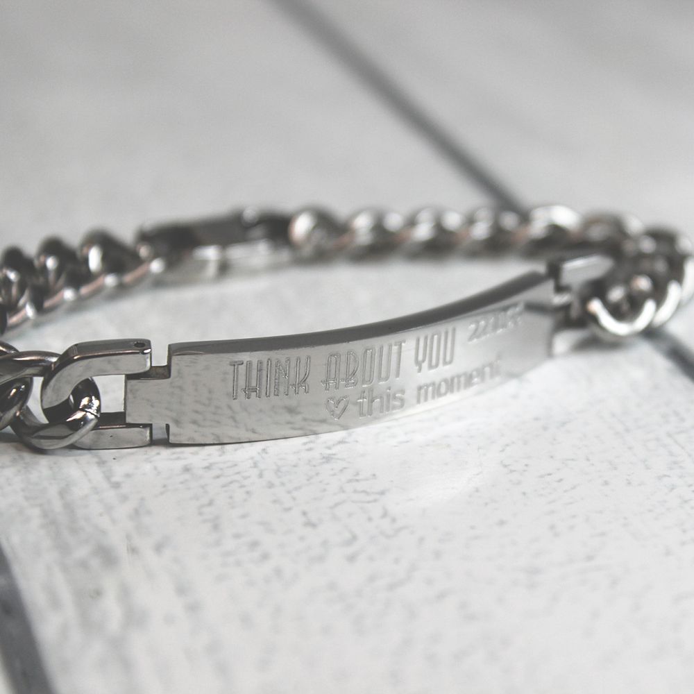 Стальной мужской браслет с гравировкой на заказ