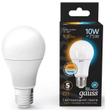 Лампа Gauss Led A60 10W E27  930lm 3000/4100 СТС 102502110-Т