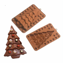 Форма силиконовая для шоколада «Плитка Новогодняя ель с шарами»