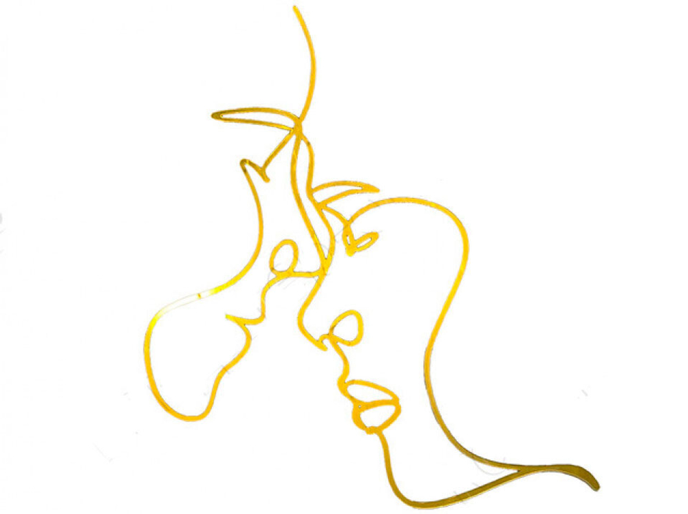 Топпер акриловый силуэт "Единство чувств" золотой