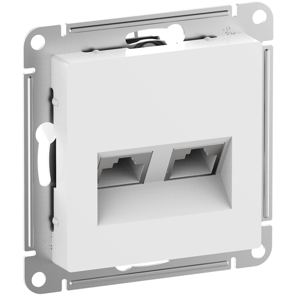 ATLASDESIGN РОЗЕТКА двойная компьютерная RJ45+RJ45, кат.6А, механизм, БЕЛЫЙ ATN000188