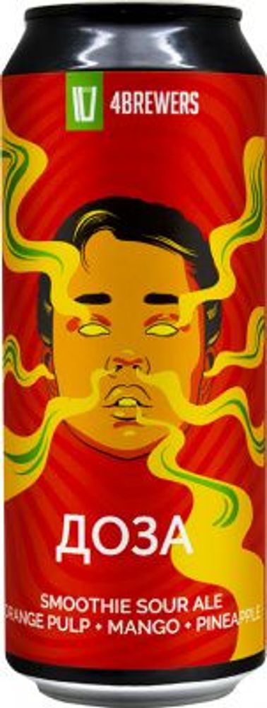 Пиво Четыре Пивовара Доза Апельсин Манго Ананас / 4 Brewers Doza Orange Pulp Mango Pineapple 0.45 - банка