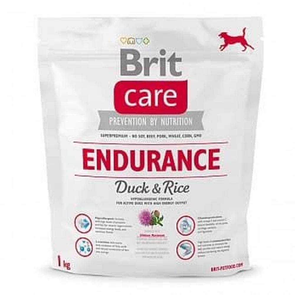 *Brit Care 1кг Dog Endurance (д/активных) утка с рисом сухой д/собак (Уценка)