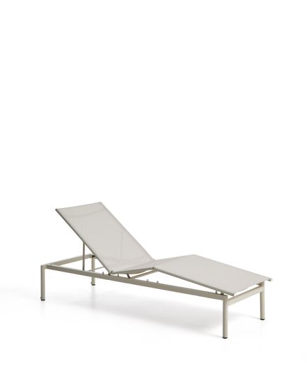 Шезлонг Lesina из серо-коричневого алюминия и текстиля цвета экрю