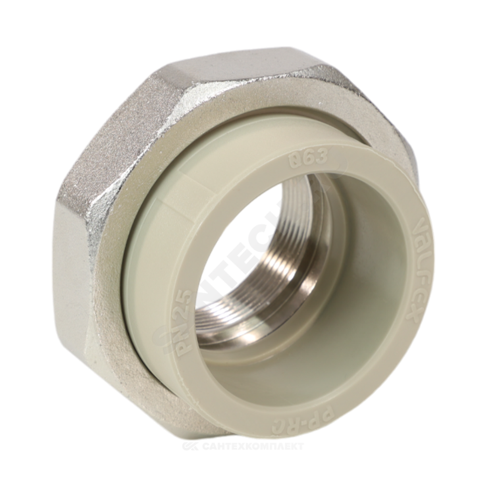 Муфта PP-R комбинированная разъемная серая Дн 20х1/2" ВР VALFEX 10155015Г
