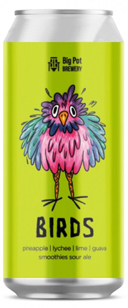 Пиво Биг Пот Бердс Личи, Пейнеппл, Лайм, Гуава / Big Pot Birds Lychee, Pineapple, Lime, Guava 0.45 - банка