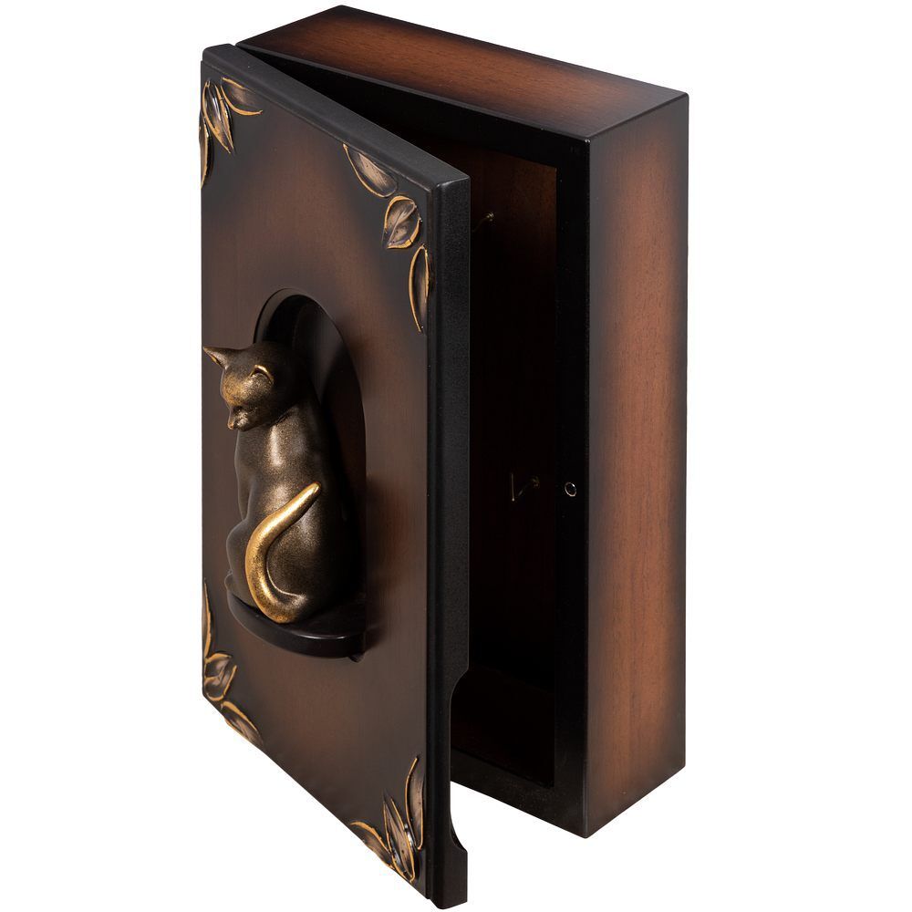 Полка - ключница Кошка Грация Орех Бронза