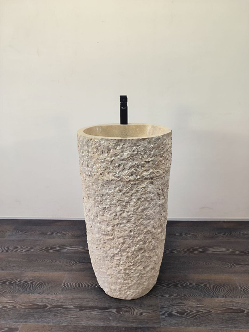 Раковина напольная из мрамора Pedestal Cream Marmo MN-65913 45х45х80 из натурального камня