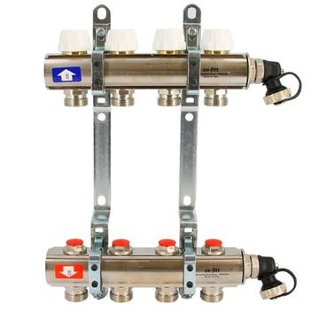 Коллектор Uni-Fitt 1"х3/4" 11 вых. латунь с регулировочными и термостатическими вентилями 441I4311