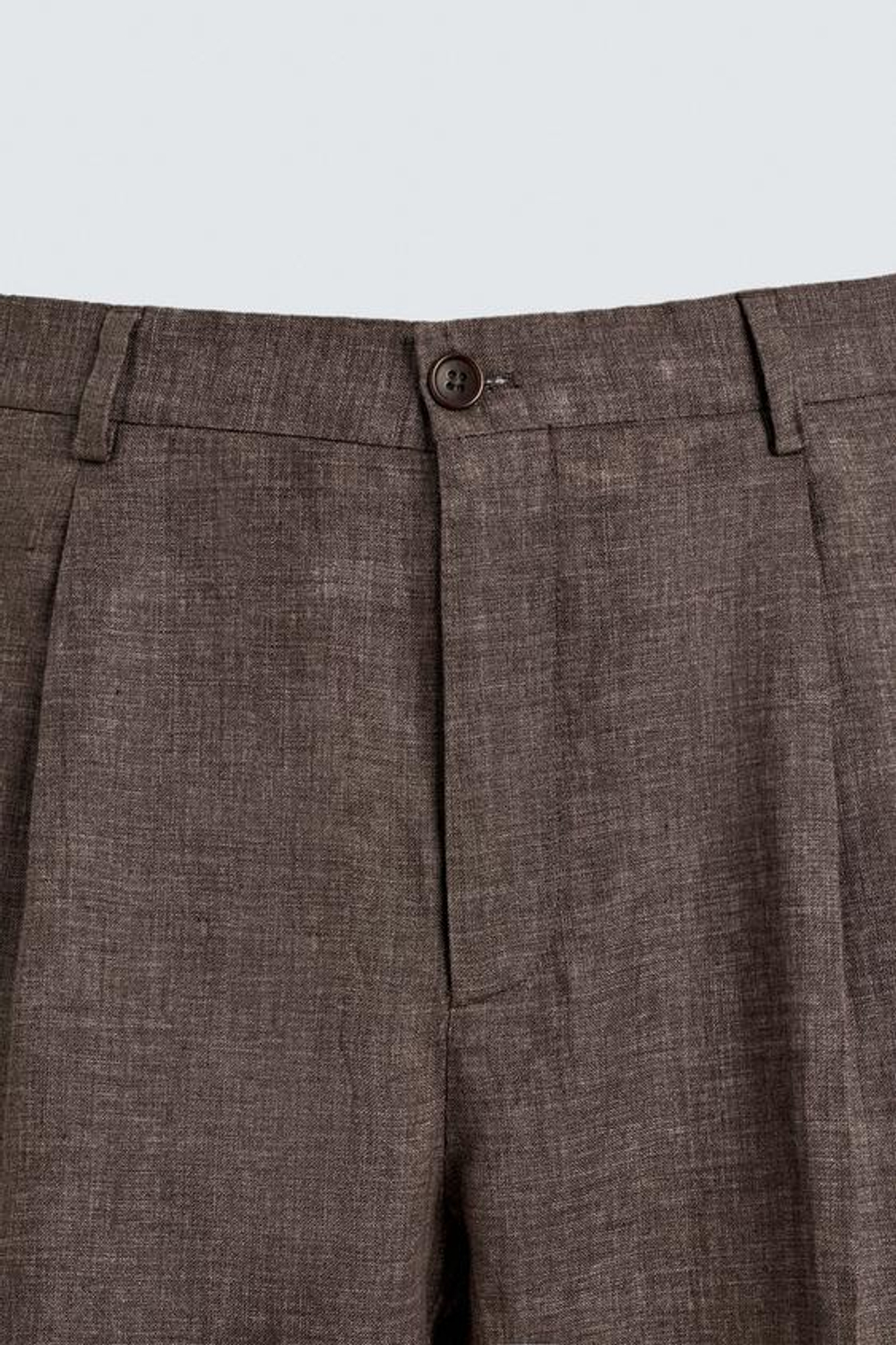 ZARA БРЮКИ КЛАССИЧЕСКОГО КРОЯ ИЗ 100% ЛЬНА, КОРИЧНЕВЫЙ МЕЛАНЖ